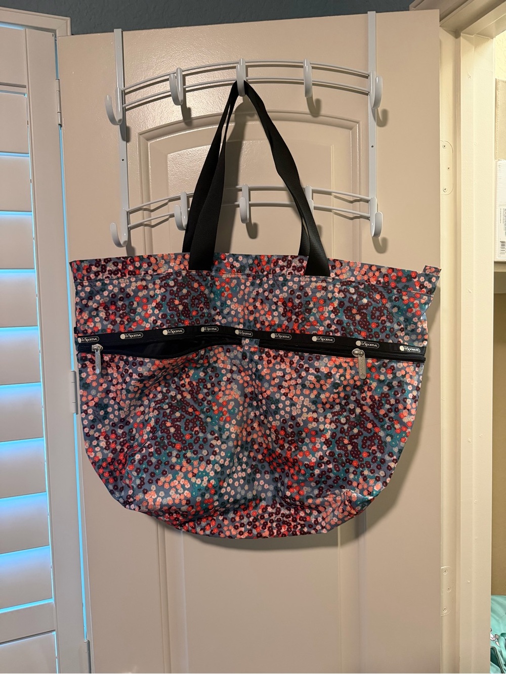 LeSportsac Multicolor Dot-Print Travel Tote with Black Handles